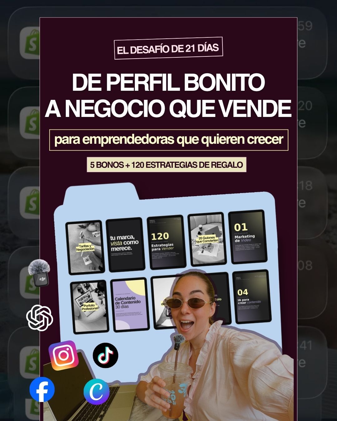 đ„ De Perfil Bonito a Negocio que Vende + Serie Pro: 7 GuĂas de Video (+200 pĂĄgs) + DesafĂo 21 DĂas + 5 Bonos y 120 Estrategias de Regalo đ